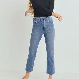 JUST BLACK DENIM: The Cut-Off Straight - Lightwash